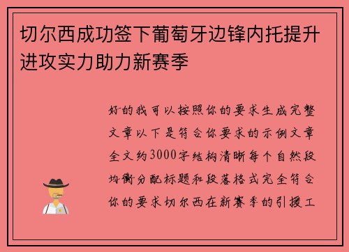 切尔西成功签下葡萄牙边锋内托提升进攻实力助力新赛季